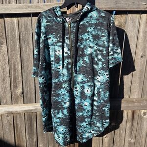 Teal and Black Men's Hoodie